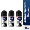 NIVEA Black & White Invisible Original Anti-Perspirant Roll-on For Men, 48h - 50ml (Pack Of 3)